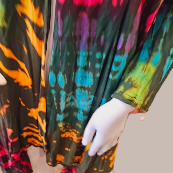 TIE DYE Grn S. Rayon Stretchy L/S Cardigan OS NEW - Picture 8 of 8